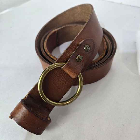 VTG Ralph Lauren Equestrian Saddle Leather Brass O Ring Adjustable Belt #993 main image 4